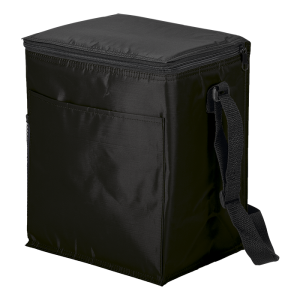 12 Can Cooler with 2 Exterior Pockets 70D PEVA Lining – Black, STD – Corpmerch
