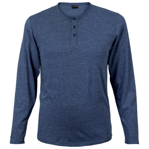 145g Henley Long Sleeve T-Shirt Mens – Navy Melange, XL – Corpmerch