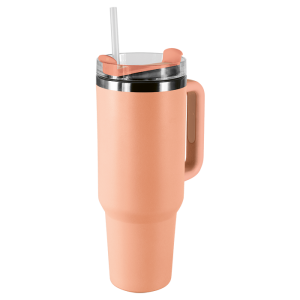 1.2L Double Walled Travel Mug with Straw – Coral, STD – Corpmerch